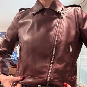 Avec Les Filles Deep Burgundy Leather Jacket